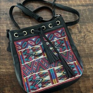Johnny Was Eitiel
Embroidered Black Leather Crossbody handbag